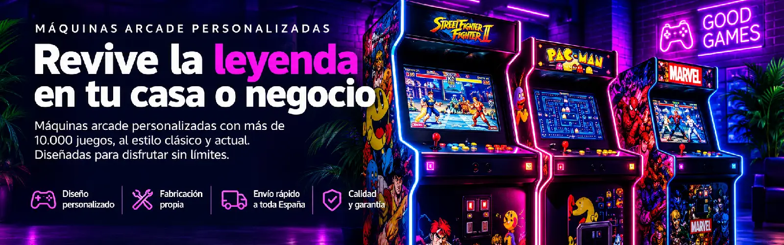Revive la leyenda en tu casa o negocio — máquinas arcade personalizadas
